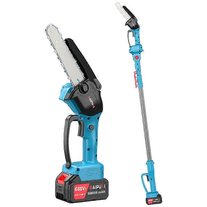 Cordless Mini Chainsaw with Extension Pole, 180° Adjustable Handheld Electric Saw, Rechargeable Pruning Tool for Tree Trimming & Gardening