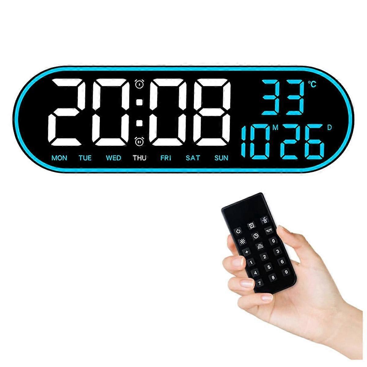 Digital Wall Clock Display, 15Inch Clock with Time Date Temp Week, Timer, 1Auto-Dimming, LED Digita