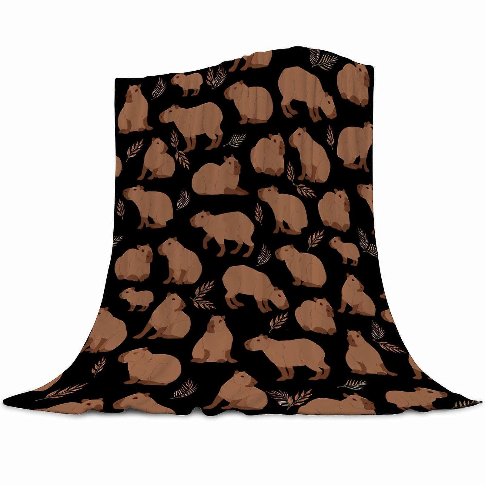 Capybaras Blanket For Couch And Bedroom Soft Flannel Throw 100x130cm Color3