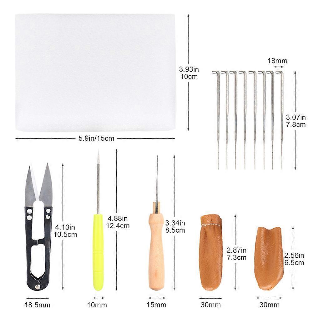 Wool Felt Needle Felting Kit with 8 Needles, Foam Pad, Scissor