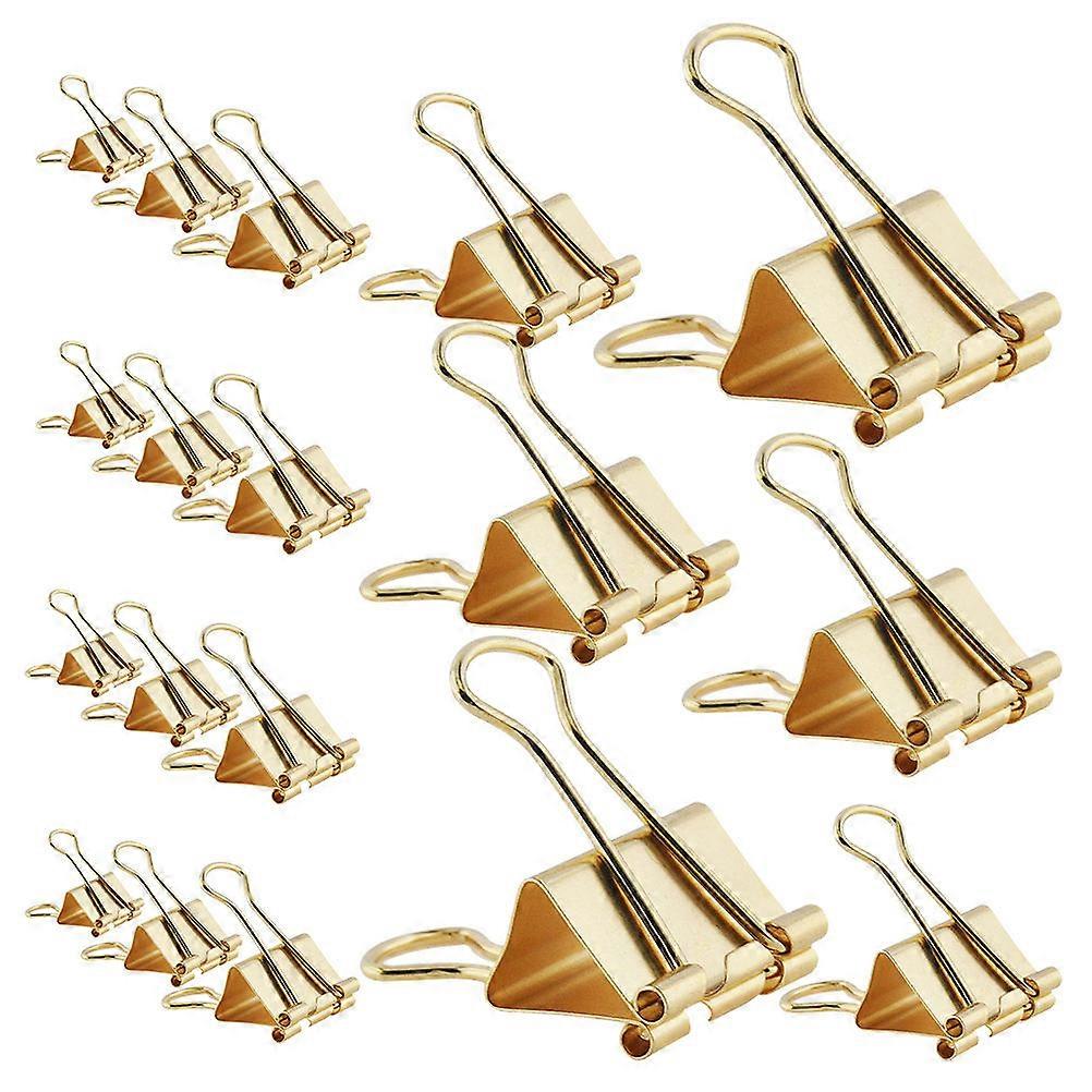Binder Clips Large Rectangular Paper Clamps for School Use Metal Golden Paper Organization 42Pcs