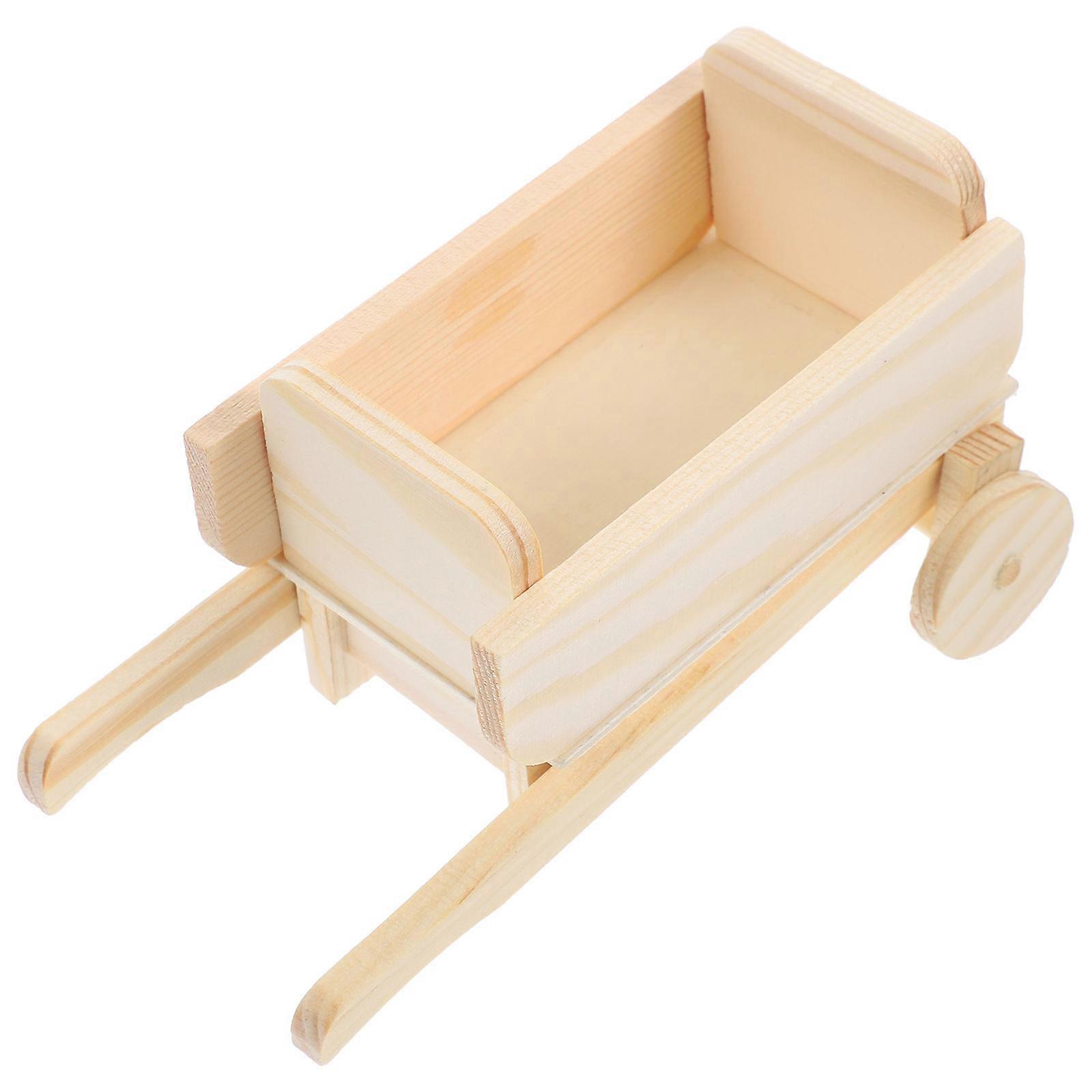 Miniature Cart Model for DIY Assembly 6Pcs Wooden Unfinished Small Trolley Set