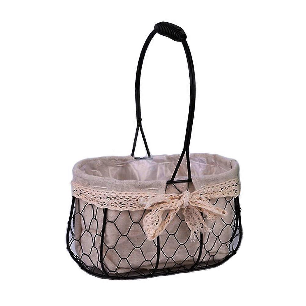 Vintage Wedding Flower Basket for Storage Use 1 Piece with Lace Bowknot Design