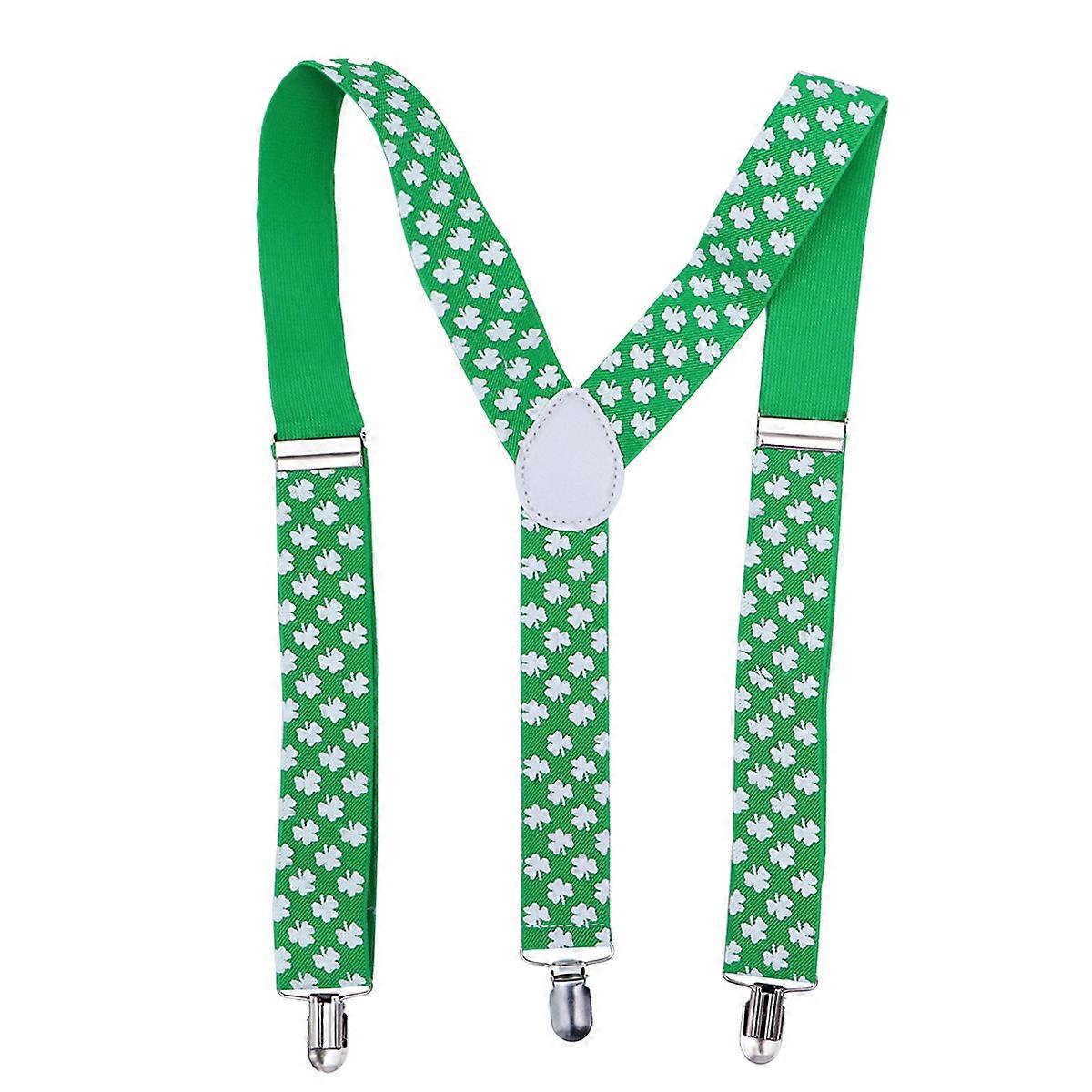 Shamrock Suspenders Clover Suspenders for Holding Up Pants Green