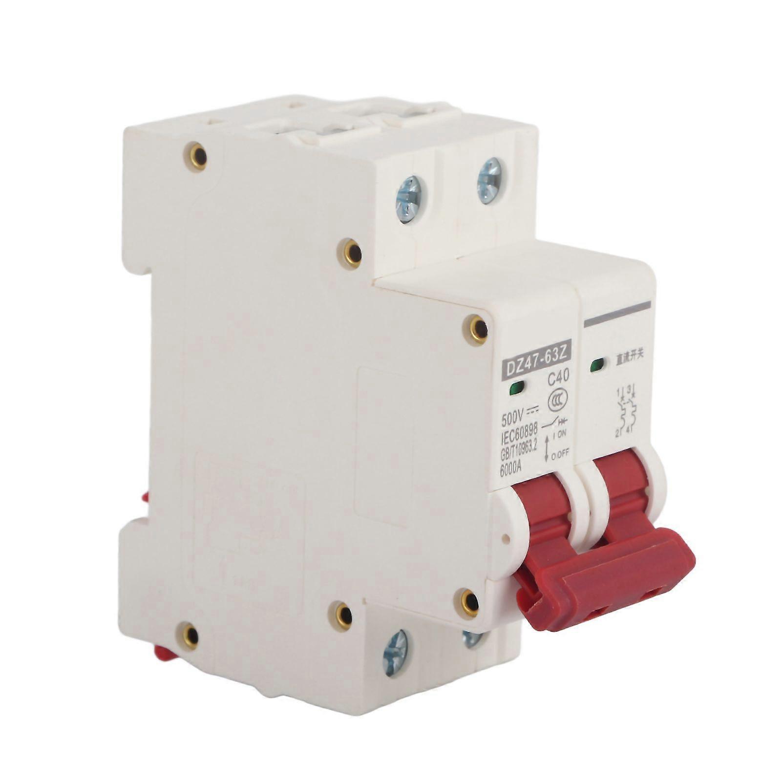 2P 40A DC 500V Mini Circuit Breaker MCB Safety Breaker DZ4763Z2P