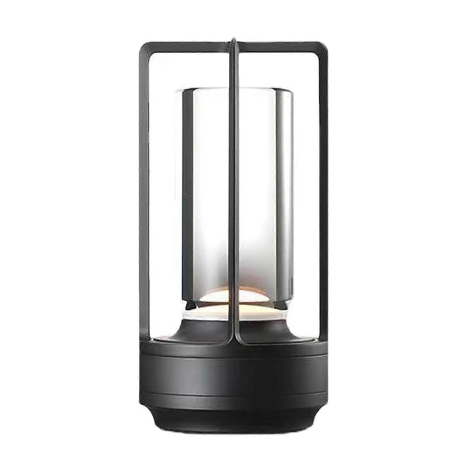 Lumison Crystal Lantern Table Lamp, Rechargeable Cordless LED, 3-Color LED Lights, Black Finish, Lamp for Bedroom