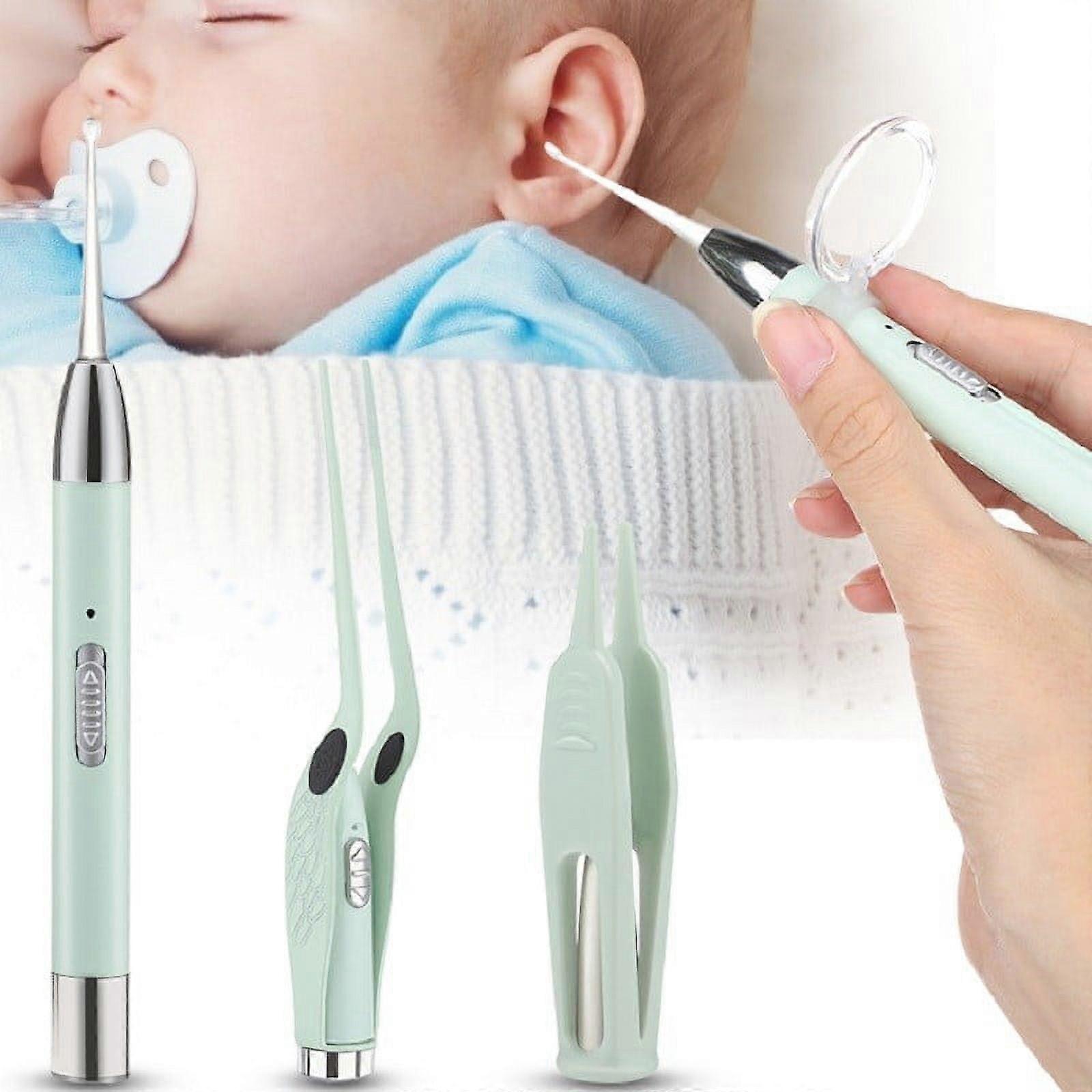 YaSaLy 3Pcs Luminous Ear pick Set,USB LED Light Ear Wax Removal Tool, Portable Cleaning Remover Picker with Magnifying Glass Nose Clip Storage Box