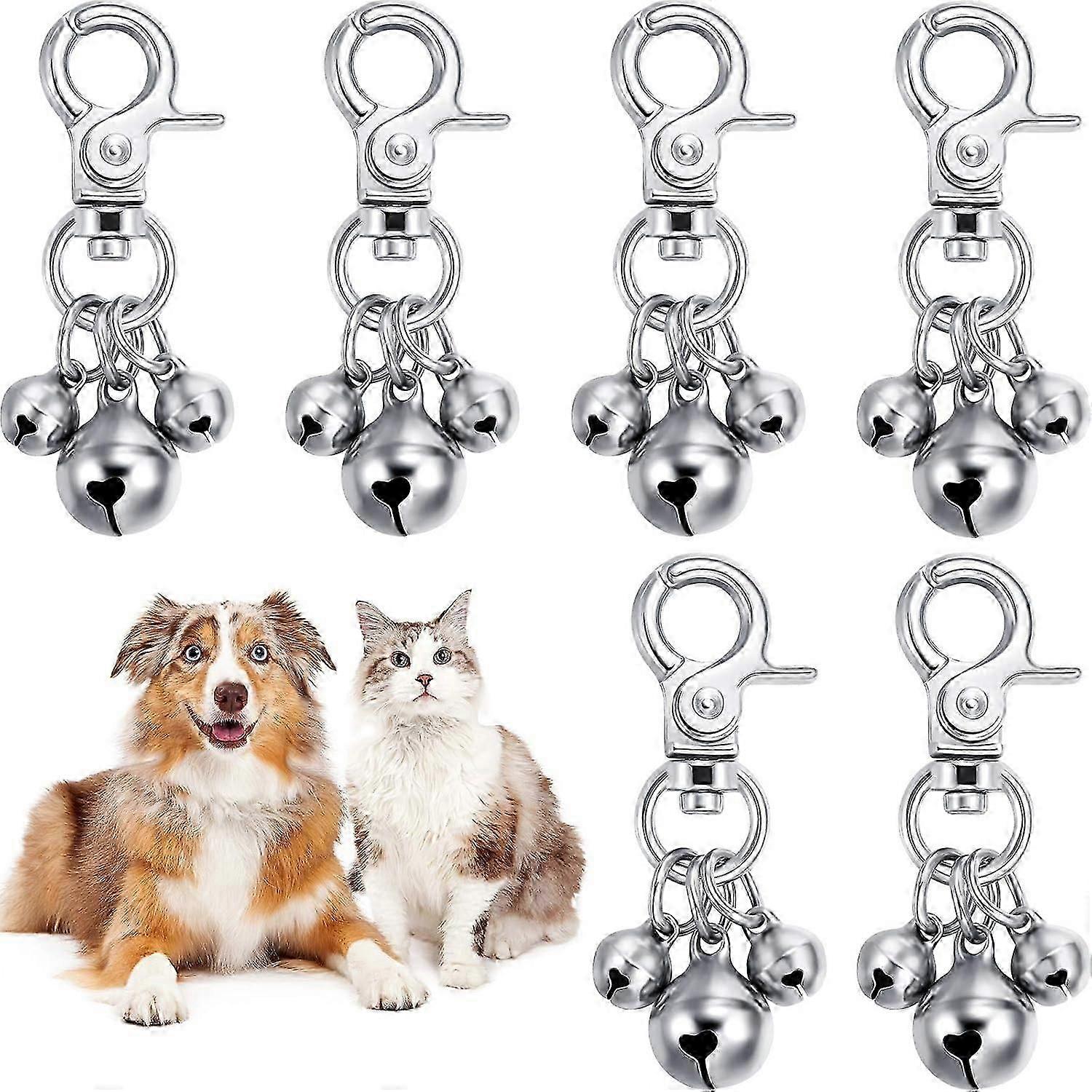 Set of 6 Loud Pet Bell Collars with Key Ring Charm for Dogs