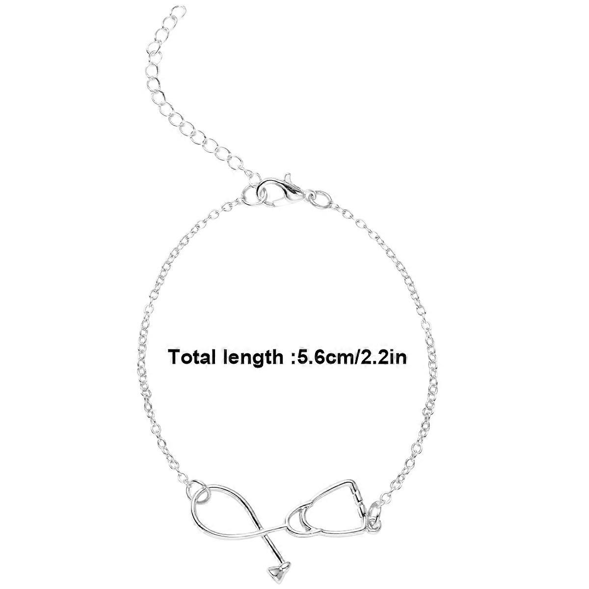 Creative Silver Bracelet Hand Chain for Decoration with Stethoscope 2Pcs