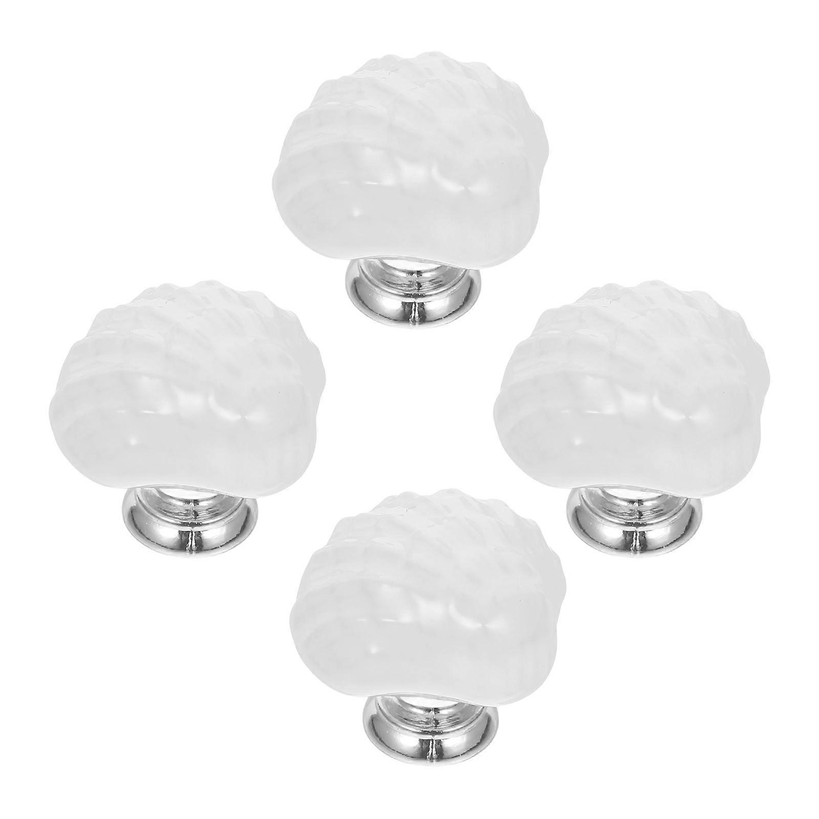 Vintage Ceramic Pulls Handle 4Pcs Shell Design Cabinet Door Handle For Home Improvement White