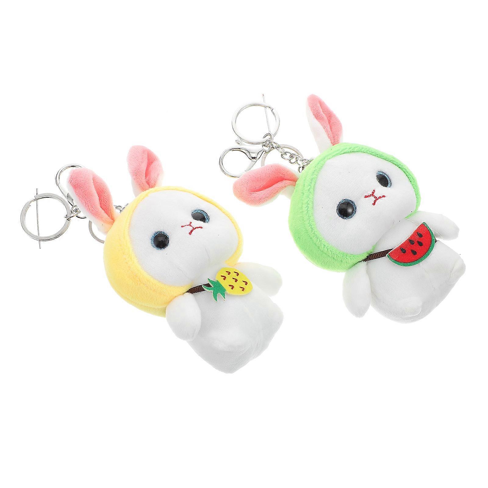 Cartoon Rabbit Keychain Plush Key Buckle for 2Pcs Bag Hanging Adorns
