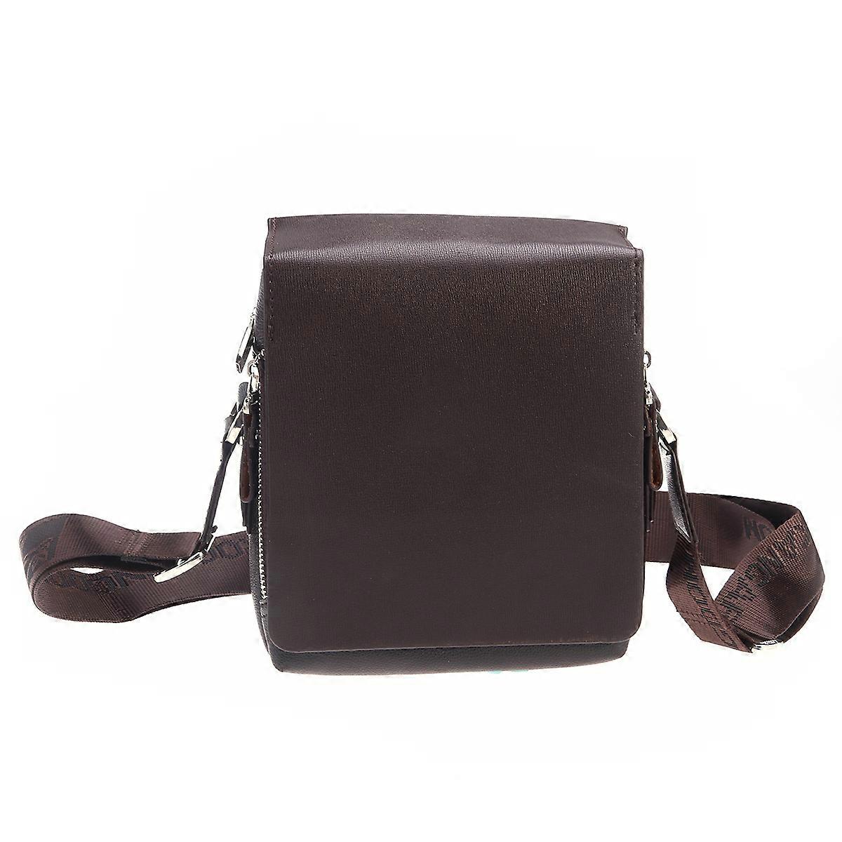 Classic Brown PU Shoulder Bag Suitable For Adult Men Size S Vertical Shape Designed For Carrying Cellphone 3Pcs