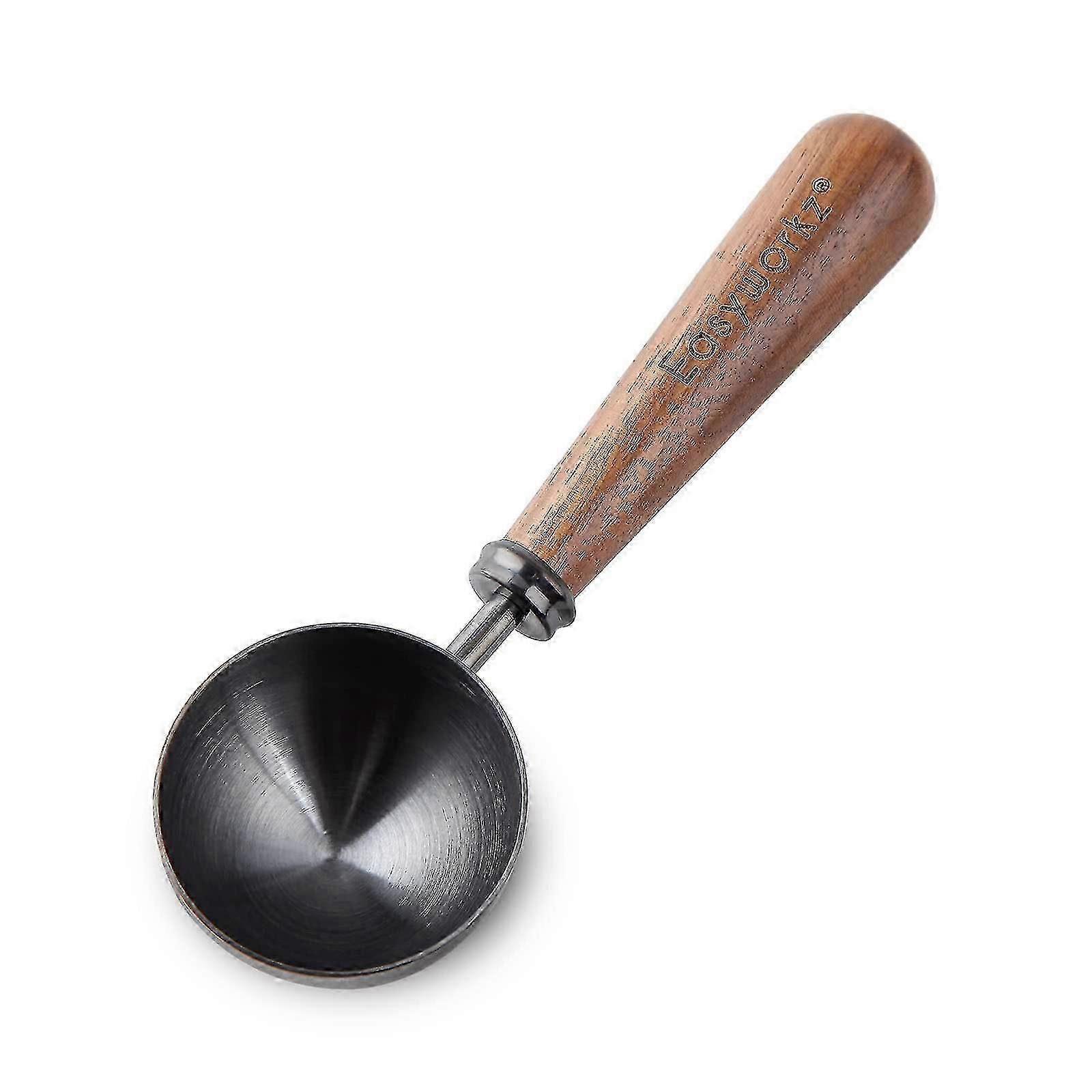 Cuillère à café rétro en acier inoxydable avec manche en noyer noir Cuillère doseuse 10g compatible grains de café ou thé noir