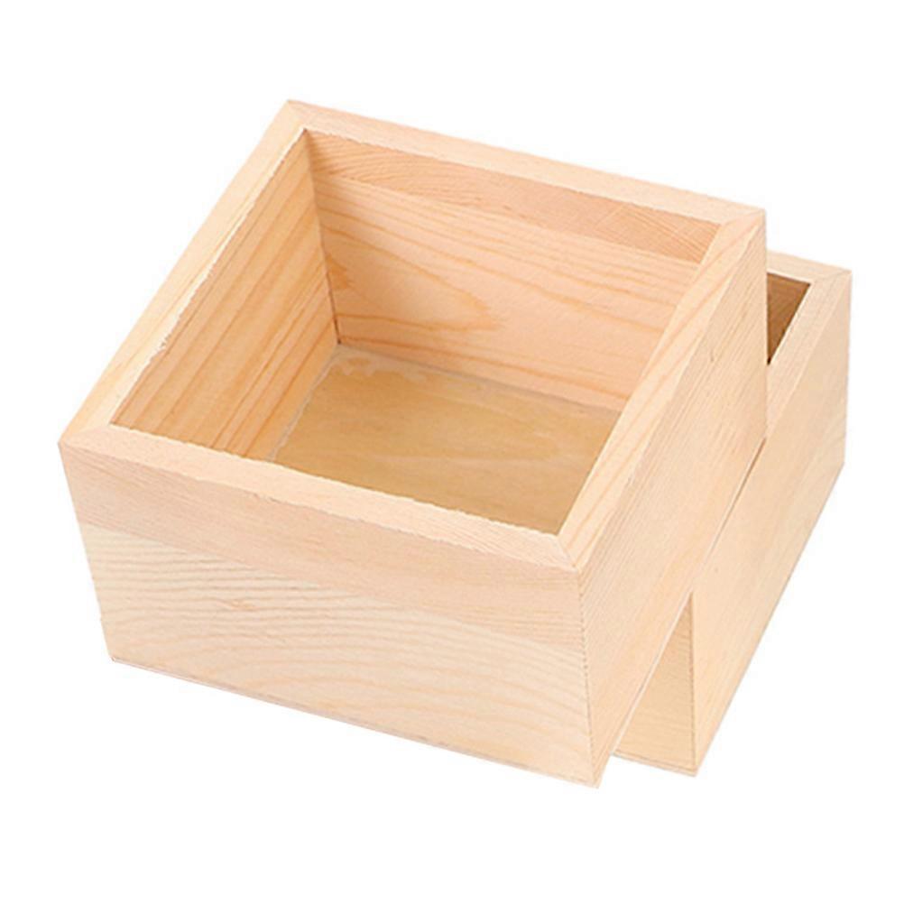 Sundries Organizer Wooden Desktop Box For Adults In Workspace Organization 10.00X10.00X6.00CM Beige Rectangular Design 2Pcs