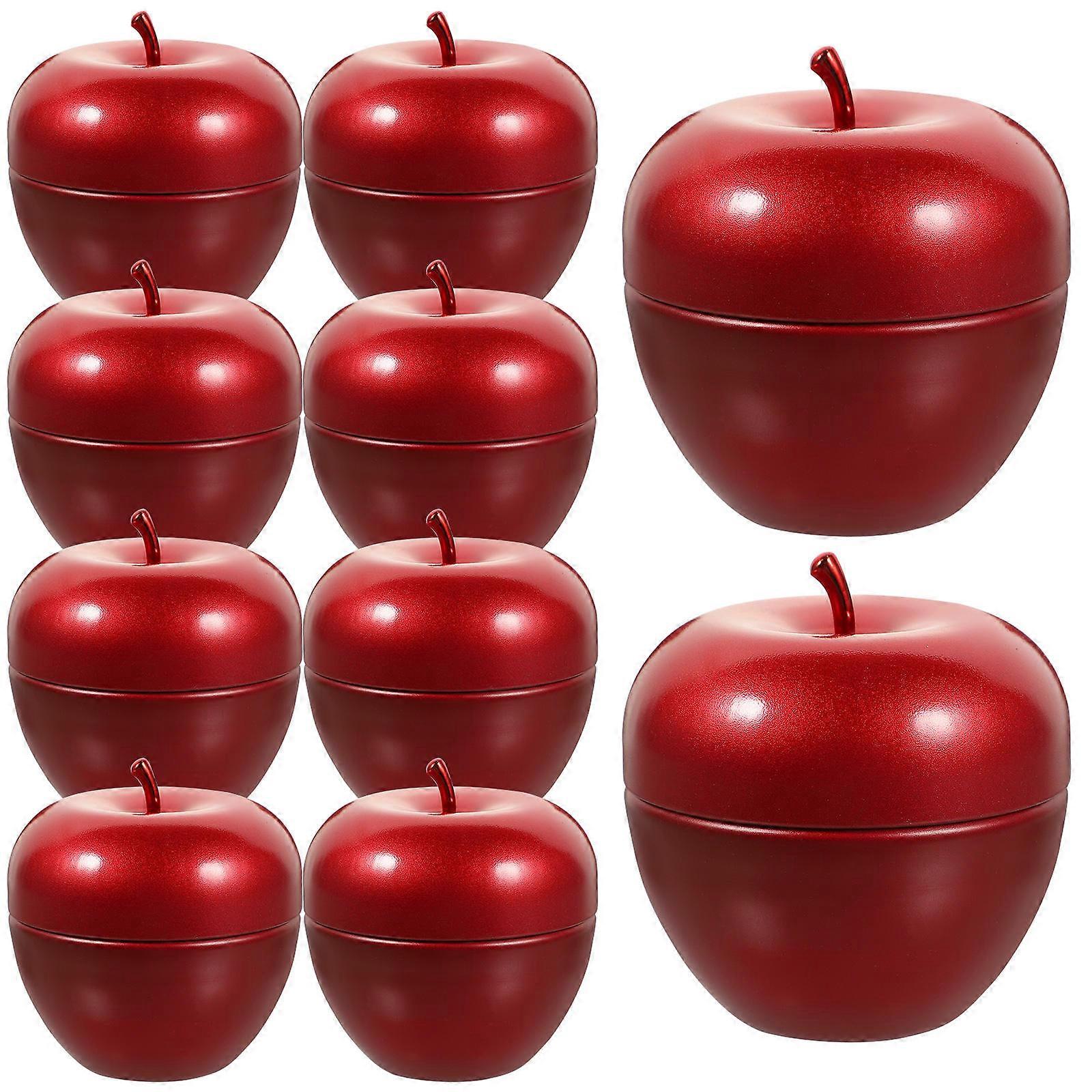 Red Apple-Shape Candy Cans with Tinplate Storage Function 10Pcs for Home Use