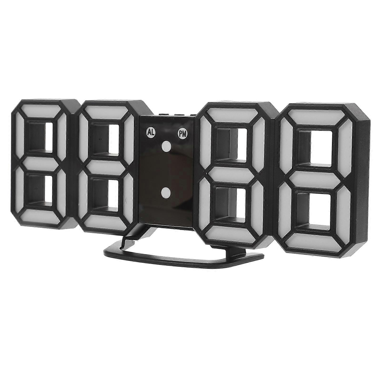 Decorative Wall Clock 3D Digital Wall Hanging Clock for Home 2Sets Black Plastic