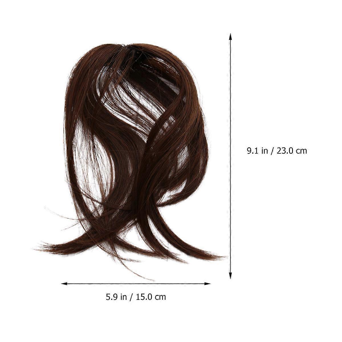 Clip in Fringe Hairpiece 2Pcs for Decoration Brown Invisible Air Bangs