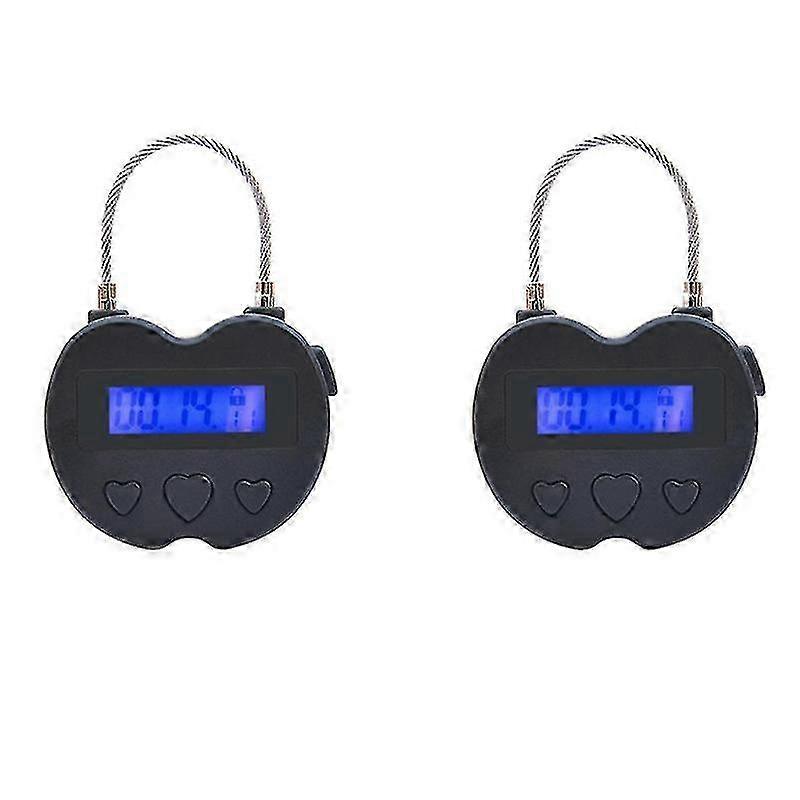 2x Smart Time Lock Lcd Display Time Lock Usb Rechargeable Temporary Timer Padlock Travel Electronic