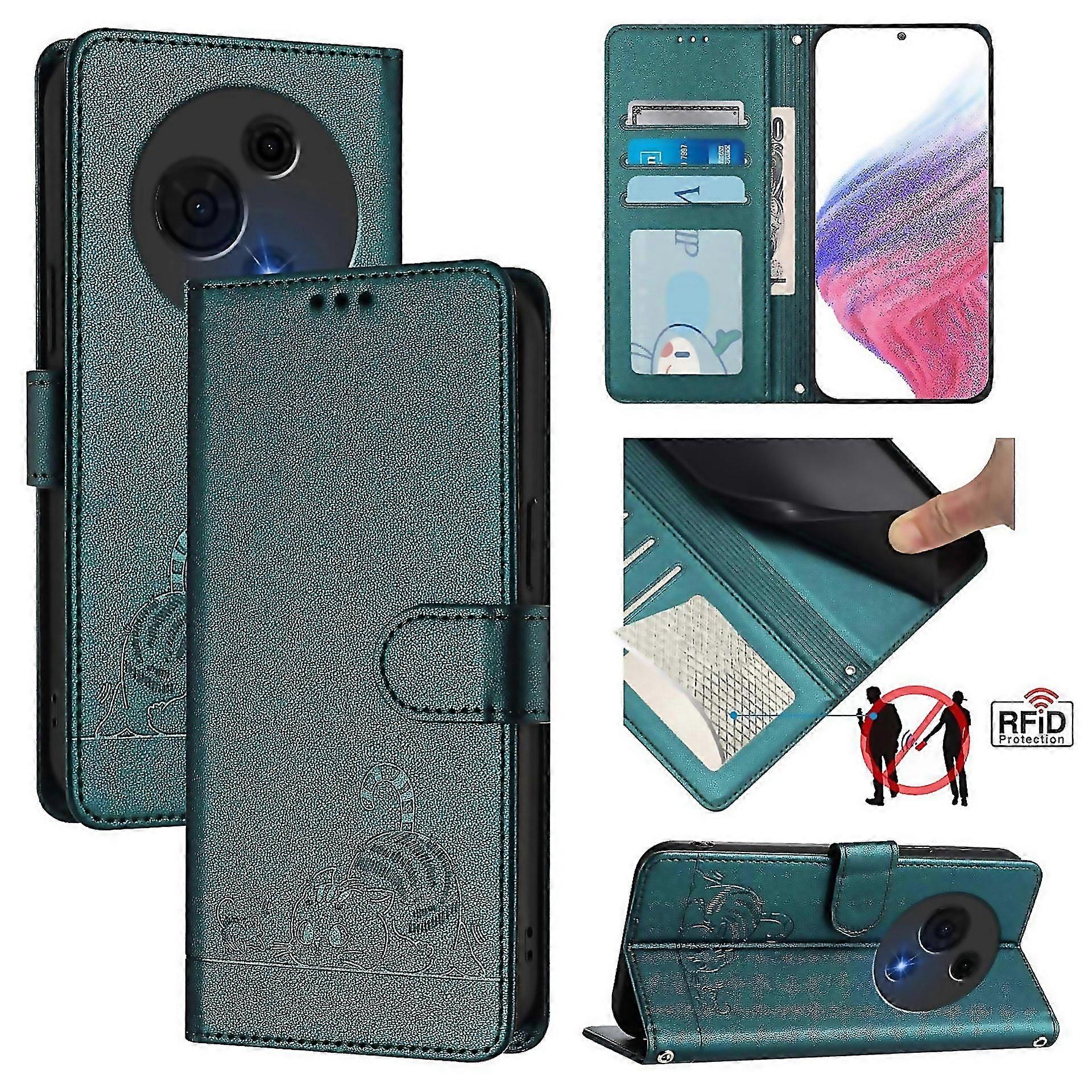 For Cat Rat Embossed Pattern Rfid Leather Phone Case With Lanyard Easy To Clean And Maintain