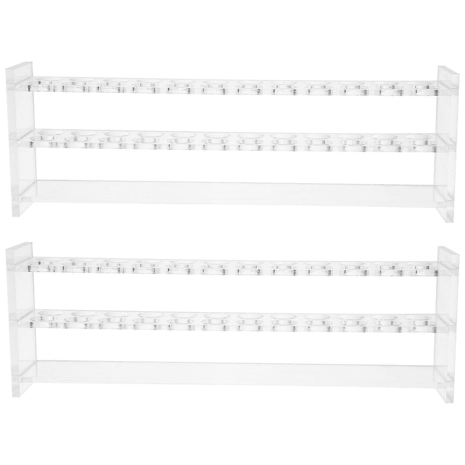 Test Tubes Rack Transparent Acrylic Holder for Storage Use 2Pcs