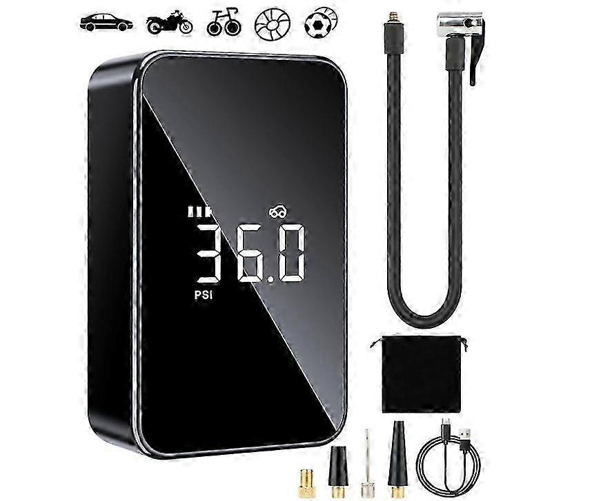 Tire Inflator Portable Air Compressor/Pump for Car Tires with 40cm Inflatable Hoses, Electric Air Pump with Lcd Display(150 Psi)SOS Light(Black) 26s