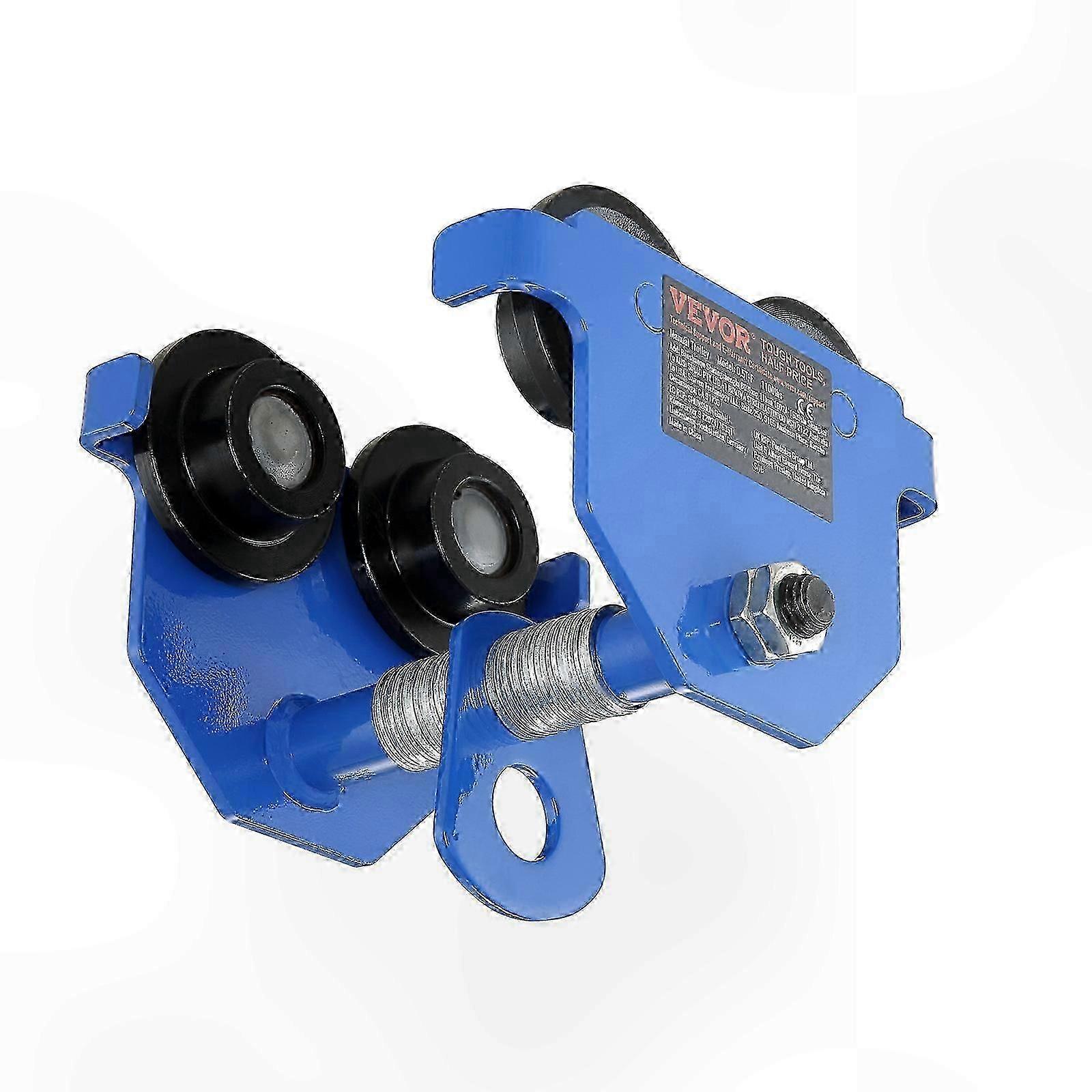 Dual-Wheel Manual Trolley, 0.5 Ton Load Capacity, Adjustable Fit for I-Beam Flange Widths 2.5" to 5.5"