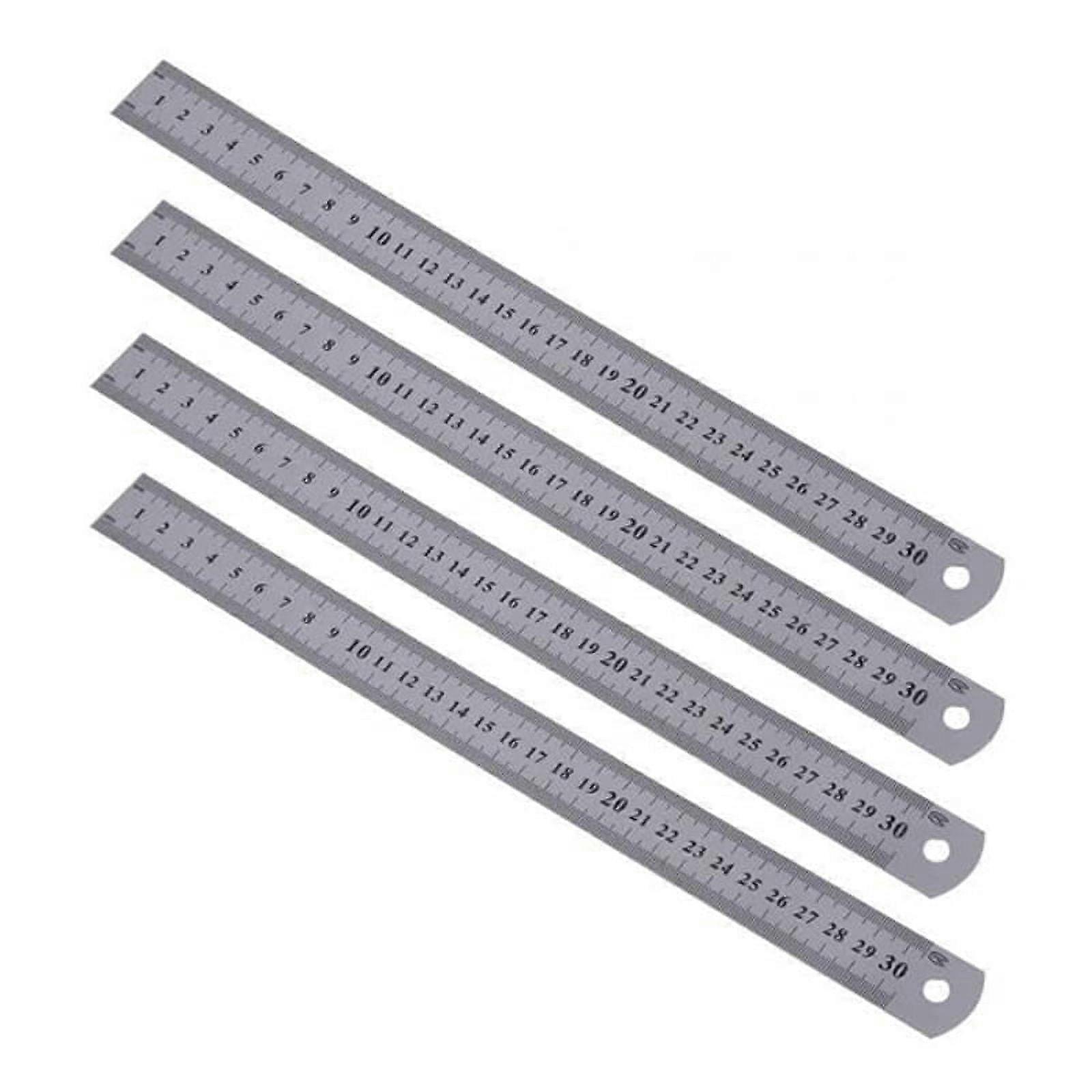 4X Stainless Steel Ruler Measure Metric Function 30cm 12Inch