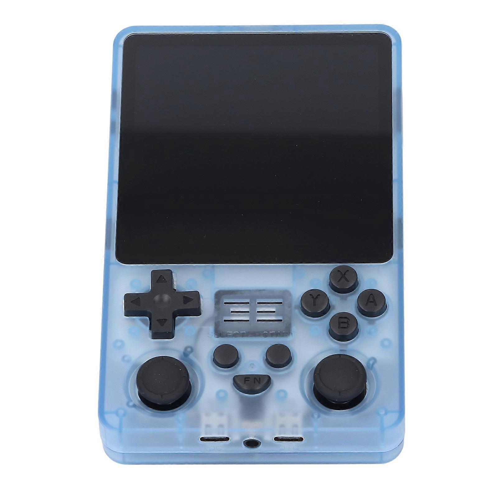 RGB20SX Handheld Game Console 4 Inch HD Screen Support 11 Emulators Portable Game Player for Kids Blue Transparent 16G+128G 