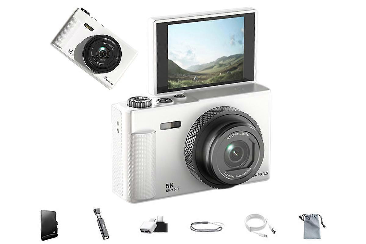 5K Digital Camera 18X Zoom Flip Screen Point and Shoot with 64GB