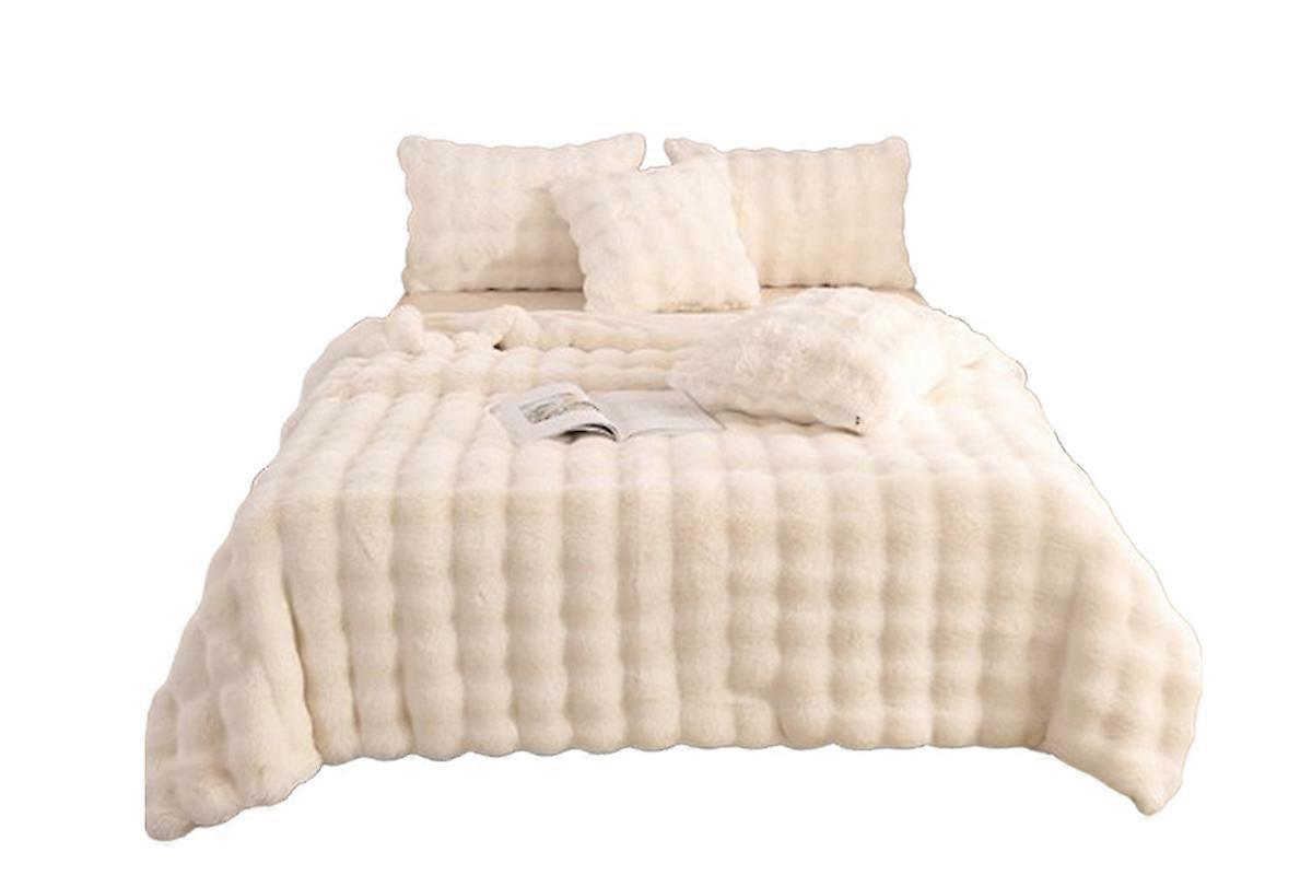 Super Soft Faux Fur Throw Blanket Solid Double-Sided Fuzzy Shaggy Blanket