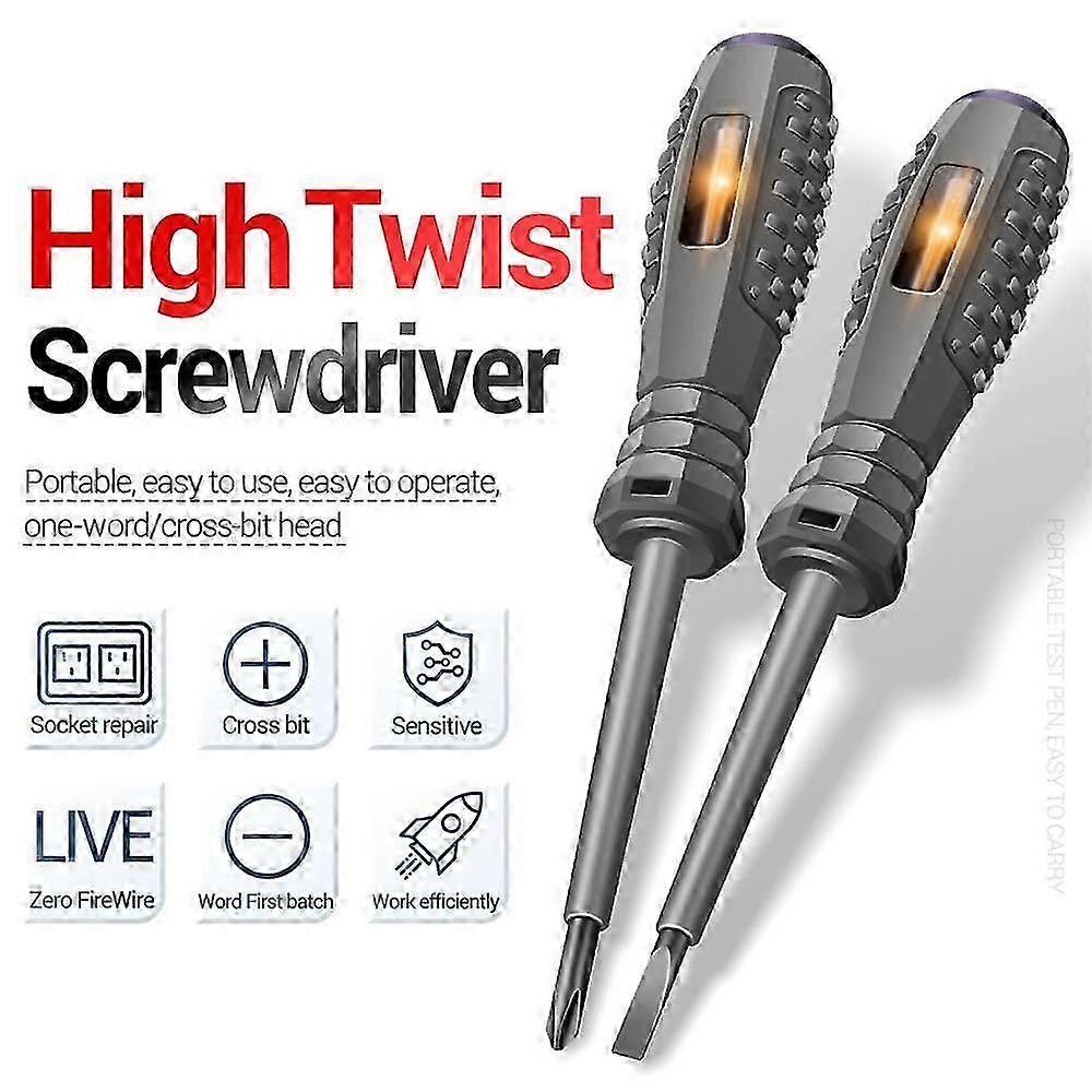 2pcs Digital Voltage Tester Pen with Electrical Screwdriver - Voltmeter Power Detector & Indicator for Electrical Devices
