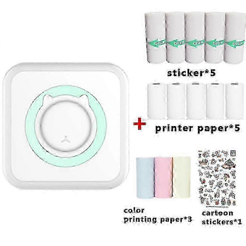 Mini Wireless Printer Multifunction Thermal Photo Printer With 10 Print Paper Rolls