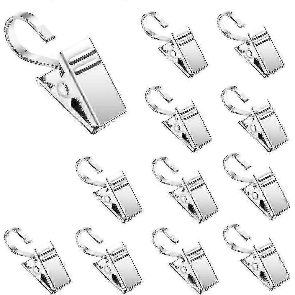 Silver String Lights Hooks and 25 Pack Metal Clips for Curtains