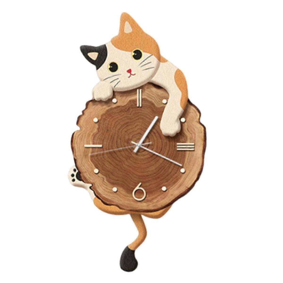 Fun Cat Wall Hanging Clock Stylish Cute Pendulum Decorative Clock C