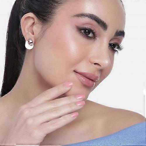 Rose gold stud earrings with white enamel