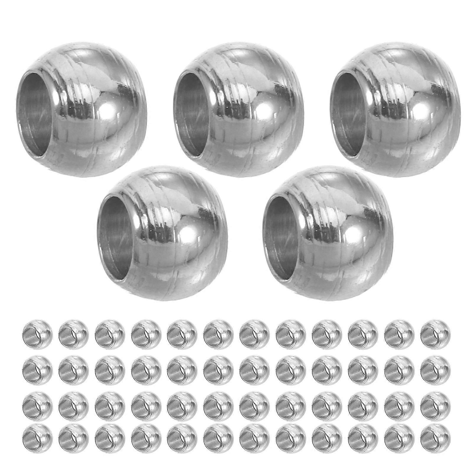 Stainless Steel Round Spacer Beads for Bracelets 300Pcs Silver