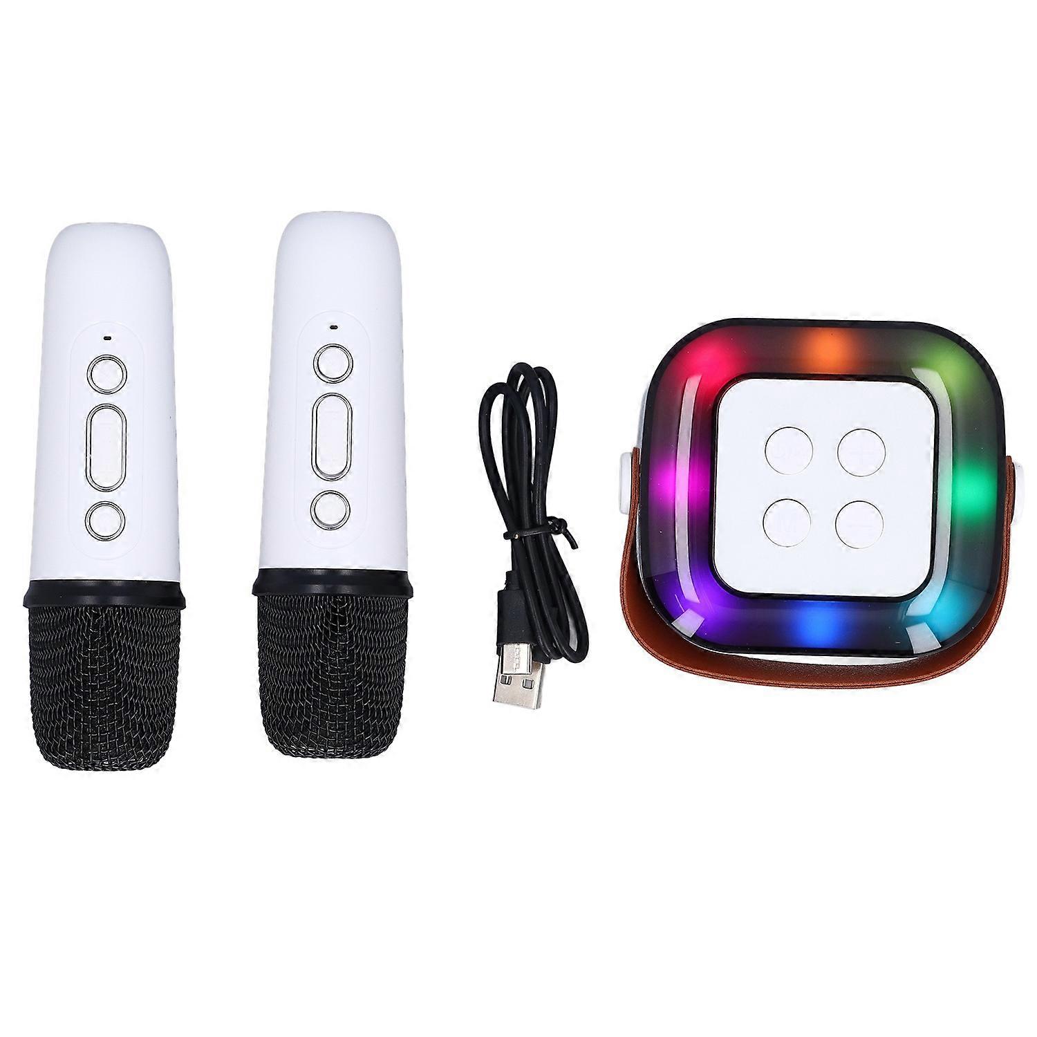Mini Karaoke Machine with 2 Microphones Wireless Bluetooth RGB Colorful Portable Speaker Karaoke Sys