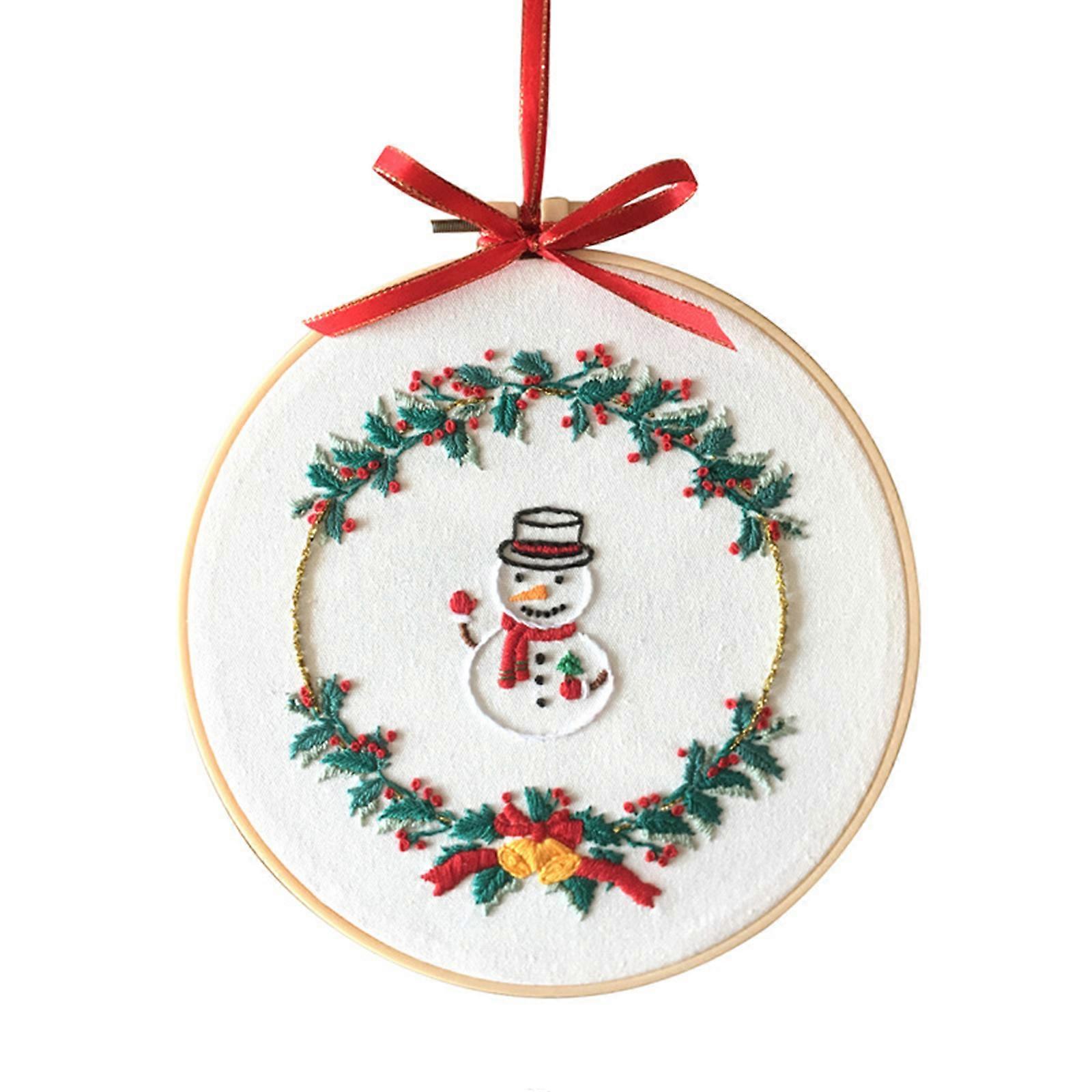 Embroidery Starter Kits with Christmas Pattern, Cross Stitching Set for Beginner, Full Ranges of Stamped Embroidery Kits Multicolor