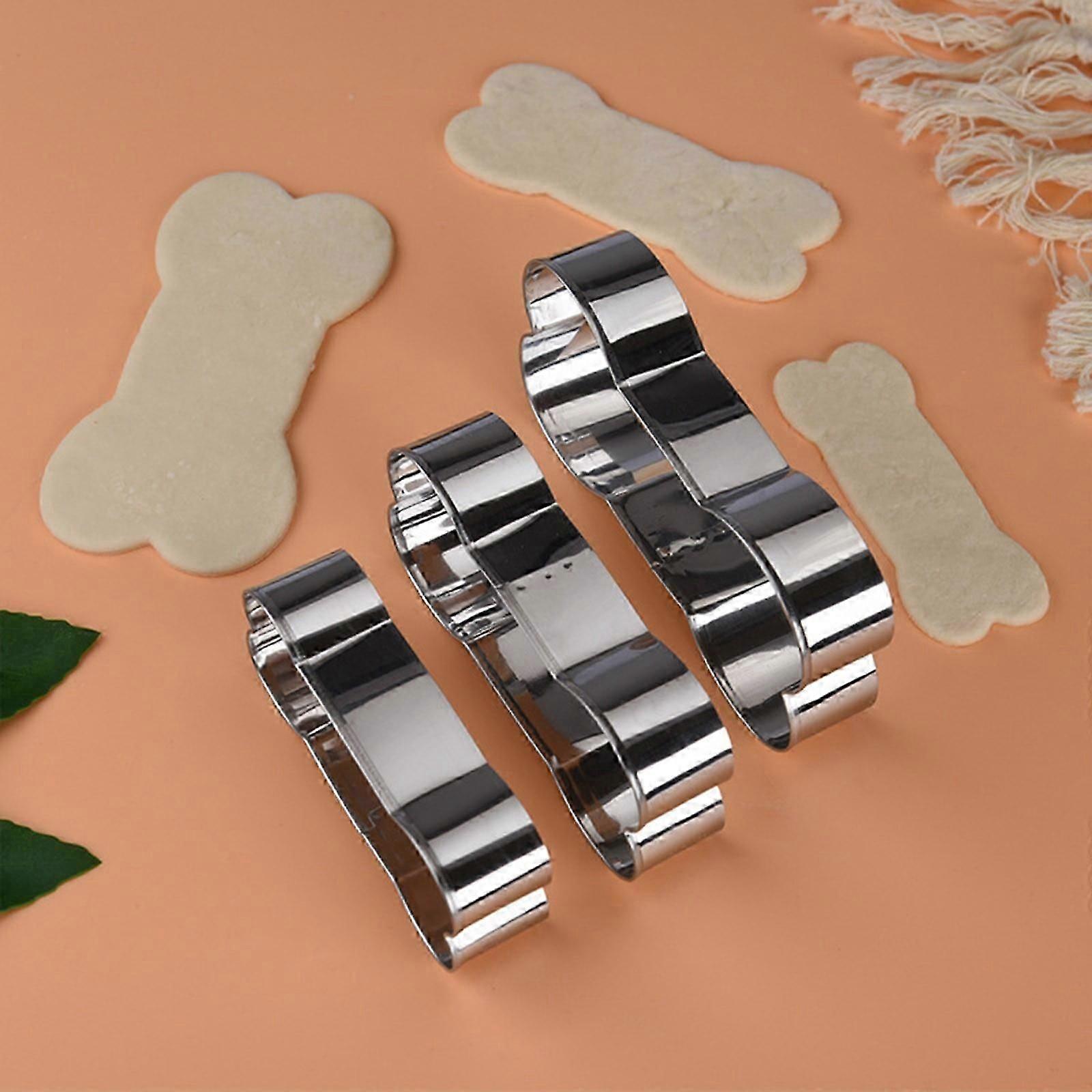 Baking DIY Cake Cutting Stainless Steel Dog Bone 3 Piece Cookie Bakeware Set Kitchen Tools Set