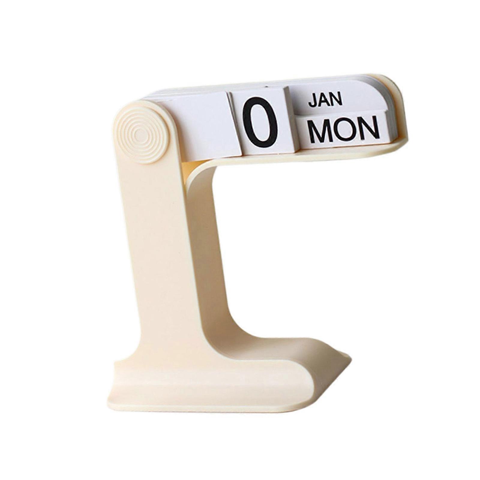 Decorative Flipping Calendar with Dates Week Month Displays Desk Calendar Permanent Calendar for Enthusiasts Collector  White