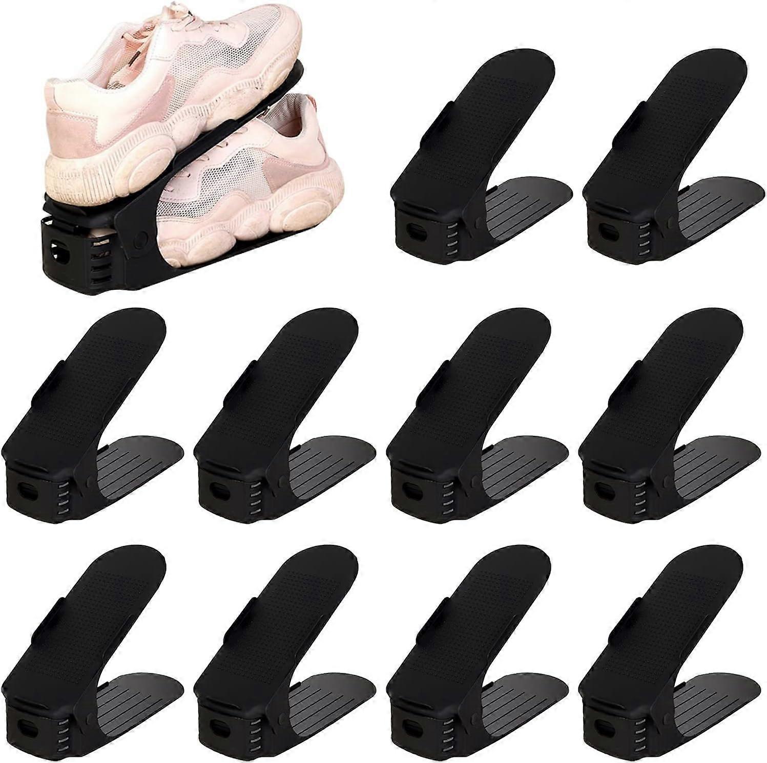 Shoe Slots Organizer Adjustable Stackable Shoe Rack Holder for Closet Space Saving, Set of 10