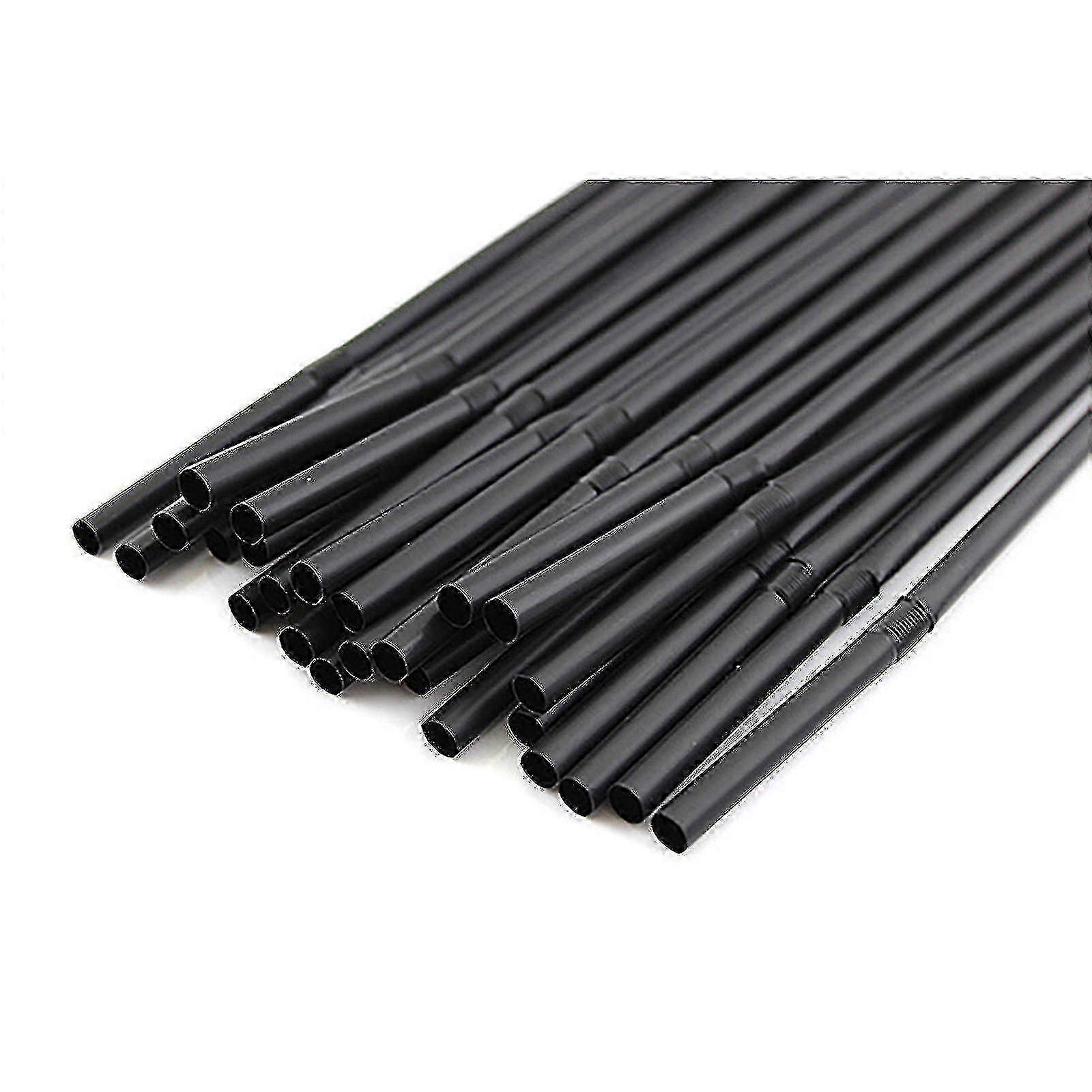 Flexible drinking straws for wedding party, 100pcs black bendable straws