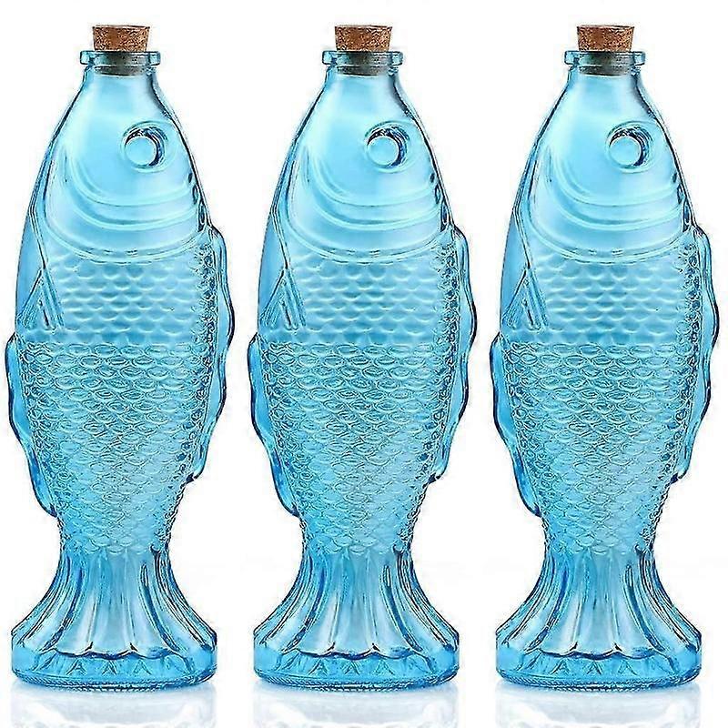 3-pack fiskformade glasflaskor för heminredning