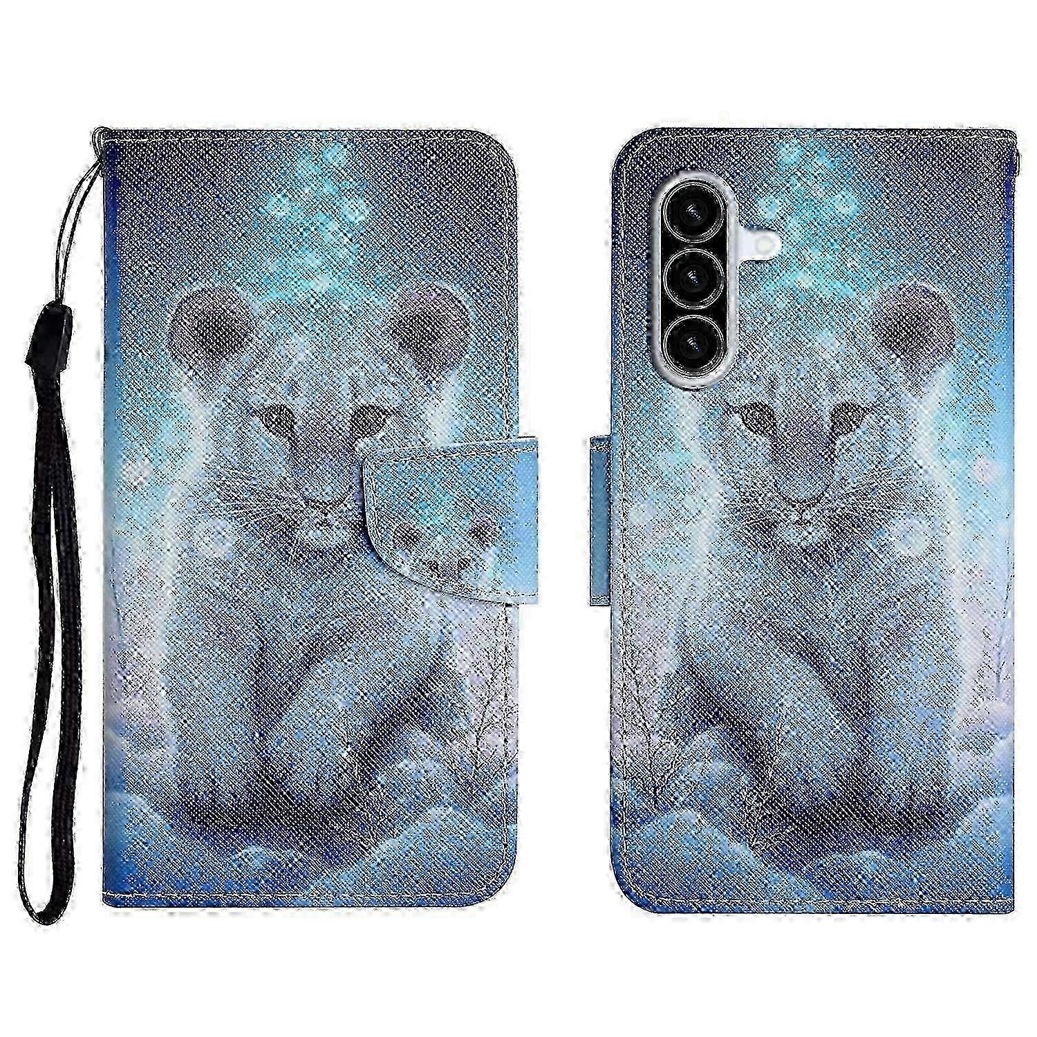 For Samsung Galaxy A36 5G Case Pattern Printing Protective Folio Phone Cover with Wrist Strap