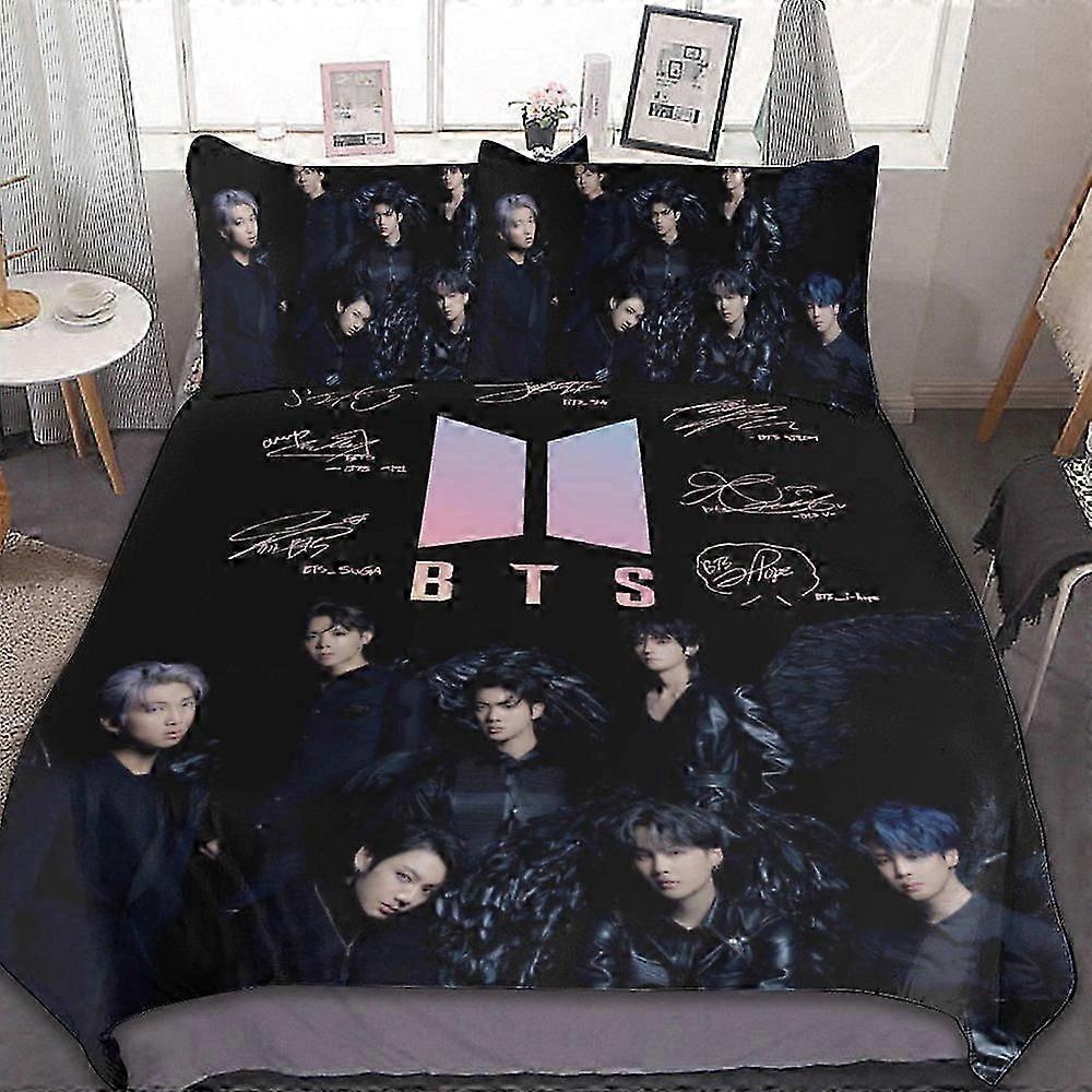 طقم مفروشات HF260 Kpop BTS طقم غطاء لحاف للفتيات ، طقم فراش ناعم ومريح ، طقم غطاء لحاف فائق النعومة LS260