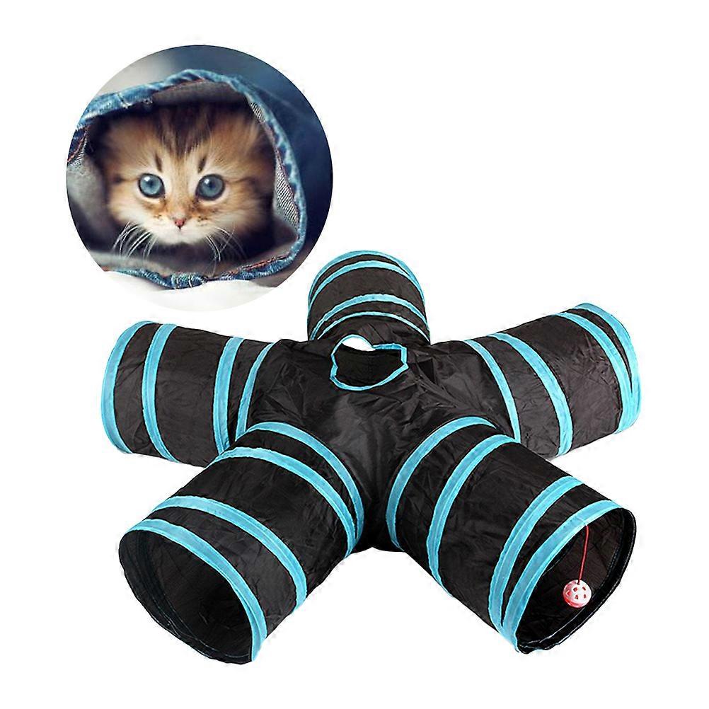 1 قطعة أنفاق أليفة قابلة للطي 5 أنابيب طريقة مع لعبة لعب تجعد للكلاب القطط أرانب خنزير غينيا