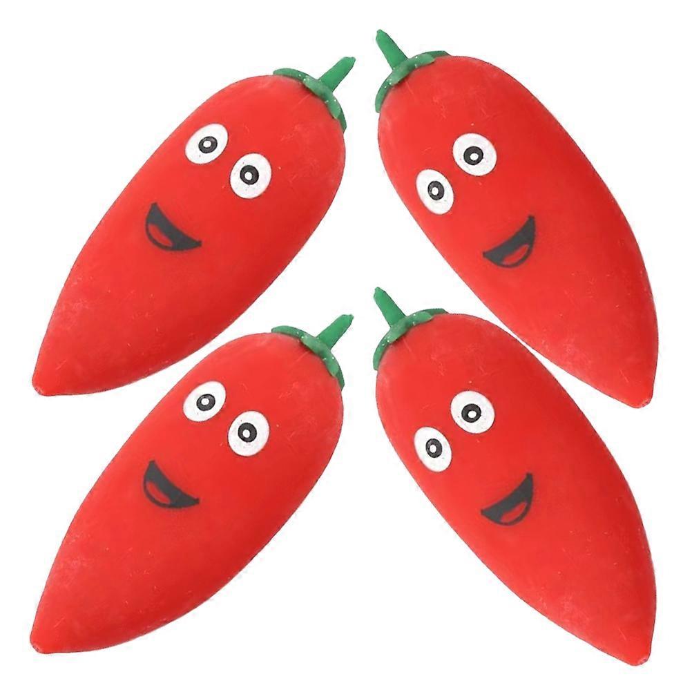 Chili for Playing 4Pcs Red Plastic Vegetable Stress Toys