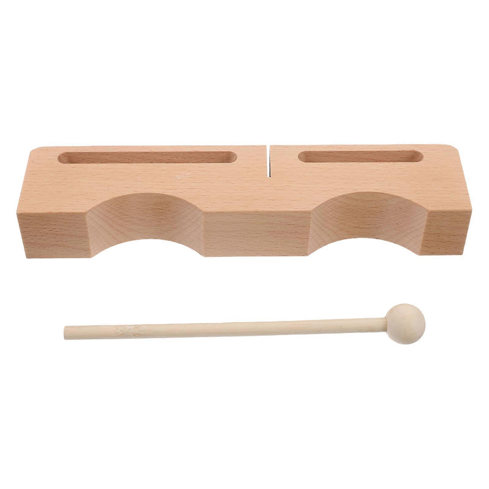 Percussion Wooden Block with Mallet for Music Playing 2Pcs Hardwood Rhythm Instrument