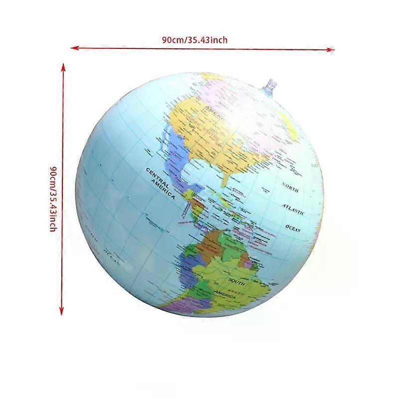 90cm Inflatable Globe 3D English Map Design Kid Geography Enlightenment Tool Practical Classroom Parent-Child Interactive Use
