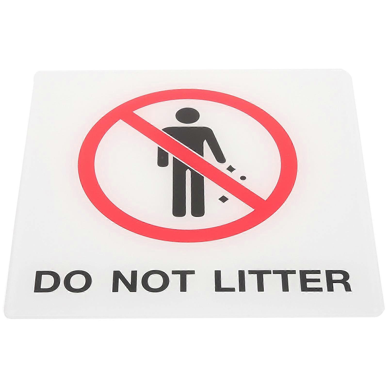 No Litter Sign Public Reminder Acrylic Indicator for Wall